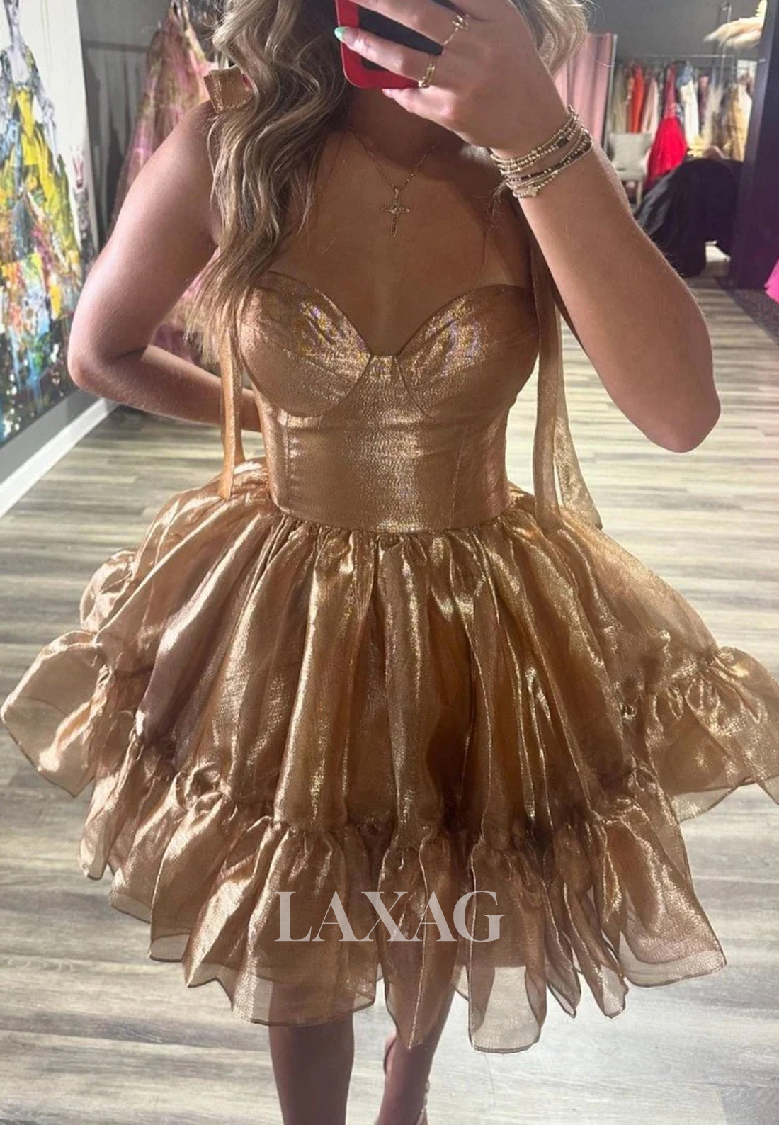 Sweetheart Bows-Straps Off-Shoulder Pleated Chiffon A-Line Party Homecoming Dress
