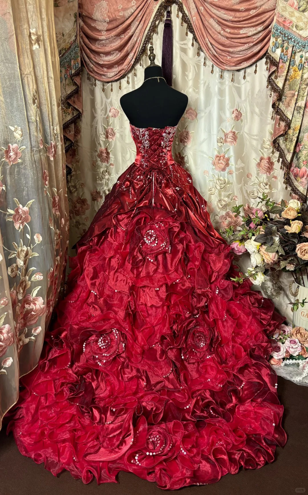 A line burgundy quinceanera dress for girls birthday party prom dresses sweet 16 dresses fg7368