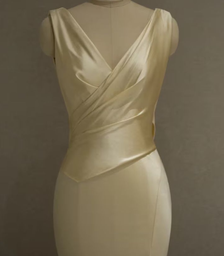 Pastel Yellow Satin Backless Mermaid Long Prom Dress