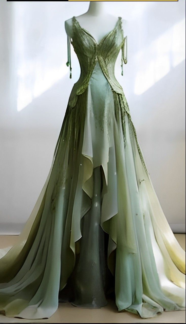 New Elegant A Line Green V Neck Chiffon Long Prom Dressevening Dress