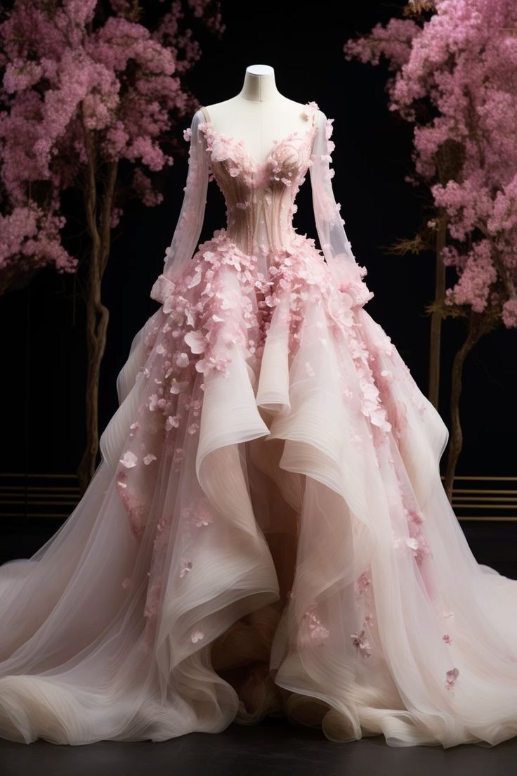 A Line Ball Gown Pink Prom Dress Long Evening Dress fg7190