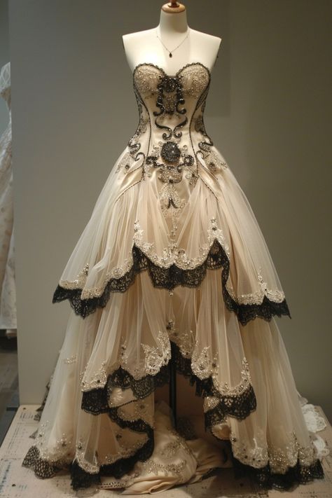 Black Lace Ruffle Bridal Gown Champagne Beaded Sweetheart Wedding Dress Tulle Bridal Gown