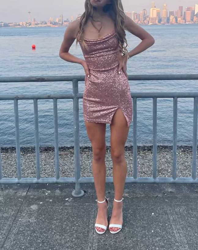 Bodycon Pink Spaghetti Straps Party Dress Homecoming Dresses