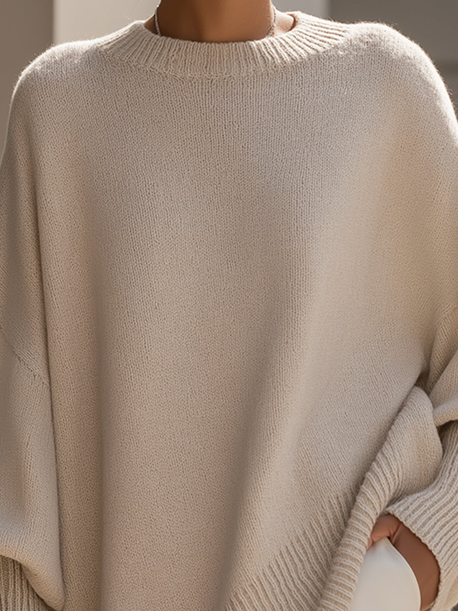 Women's Sweater | Oversized Poncho Ribbed Trim