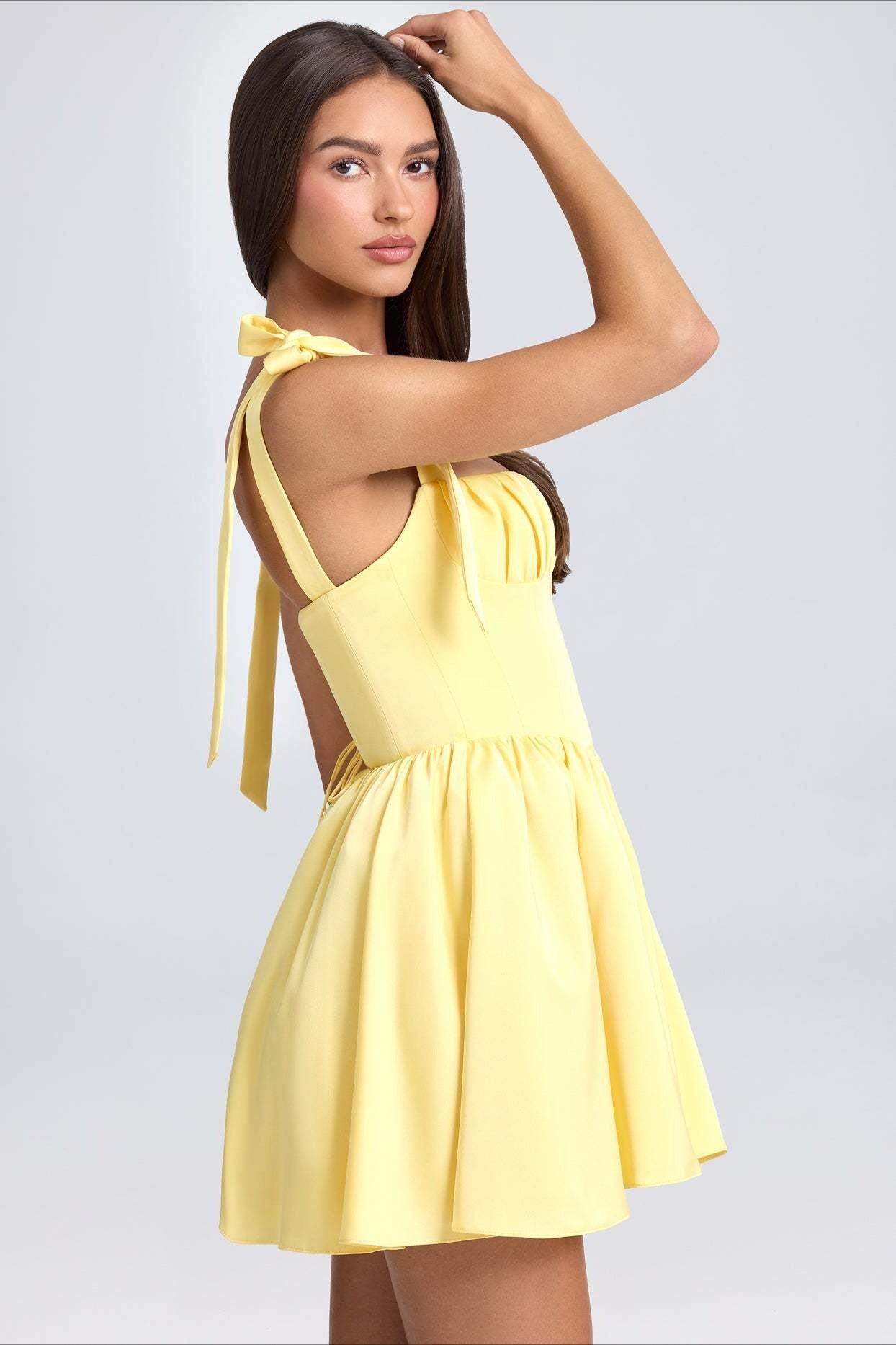 Square Neck Bow Tie Mini Dress
