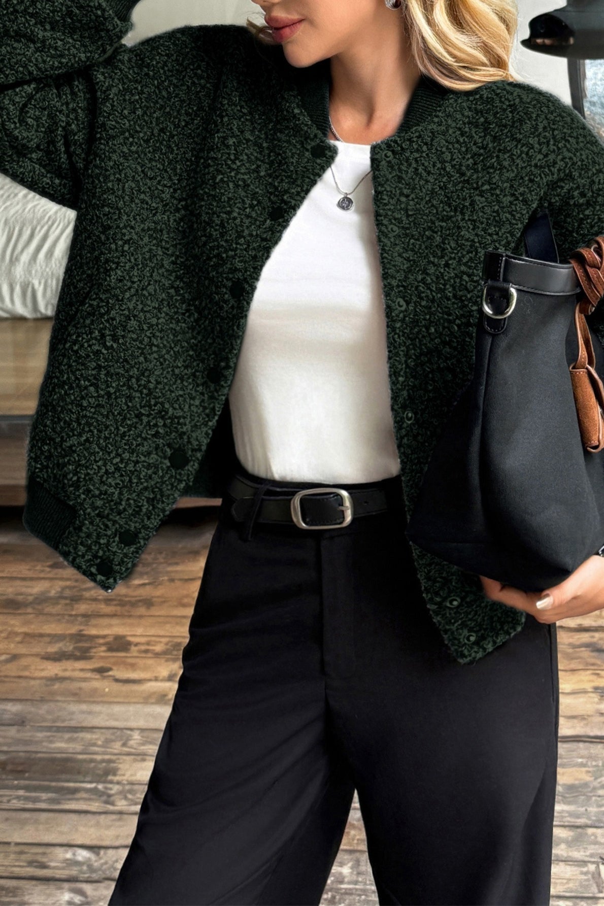 Holiday Style Long Sleeve Button Coat