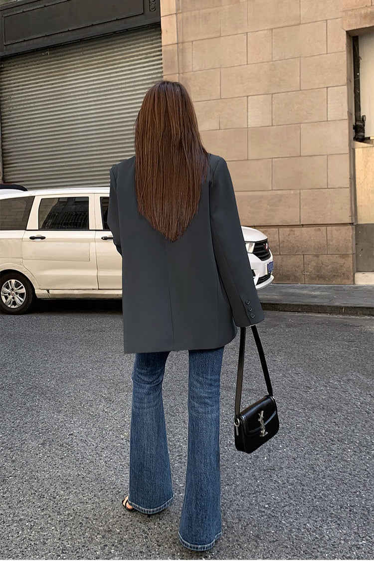 Black Slouchy Retro Style Blazer