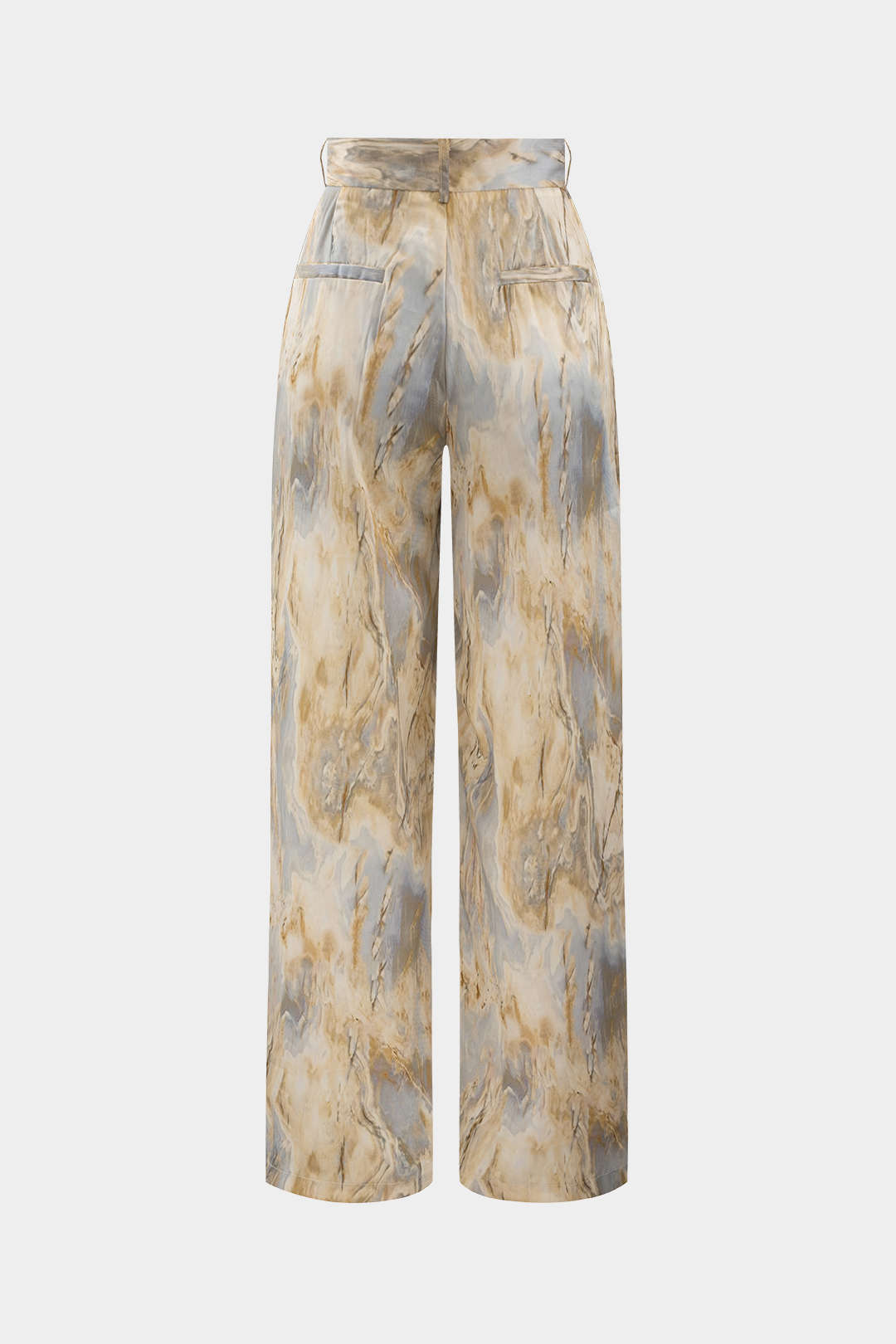 Marble Print High Waist Wide Leg Trousers