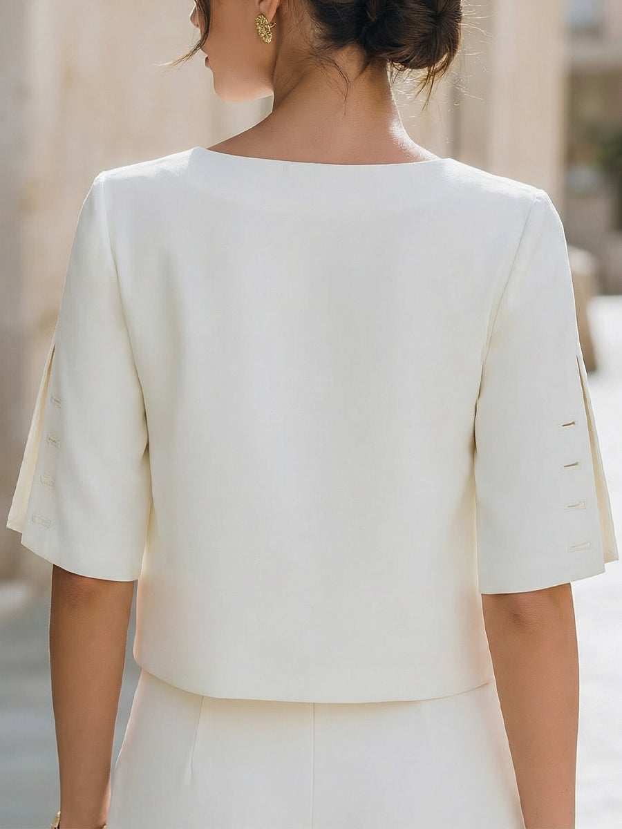 Button Detail Split Sleeve Top