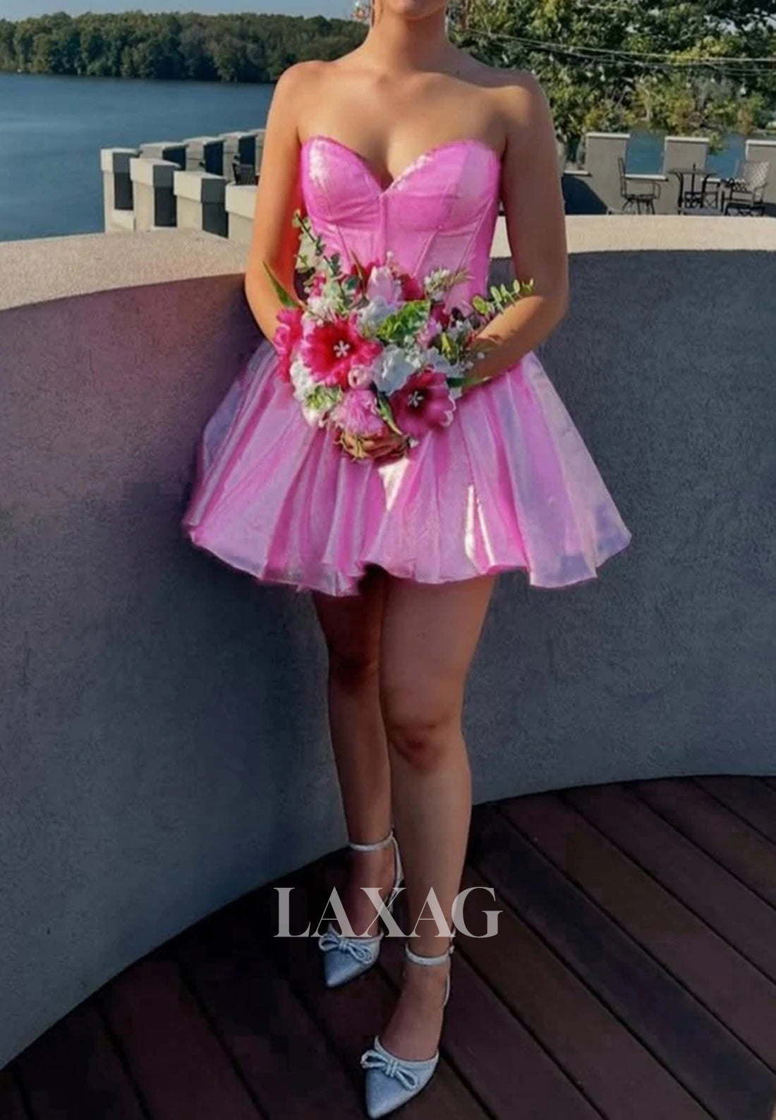 Sweetheart Off-Shoulder Sleeveless Glitter-Knit Pleated A-Line Homecoming Dress