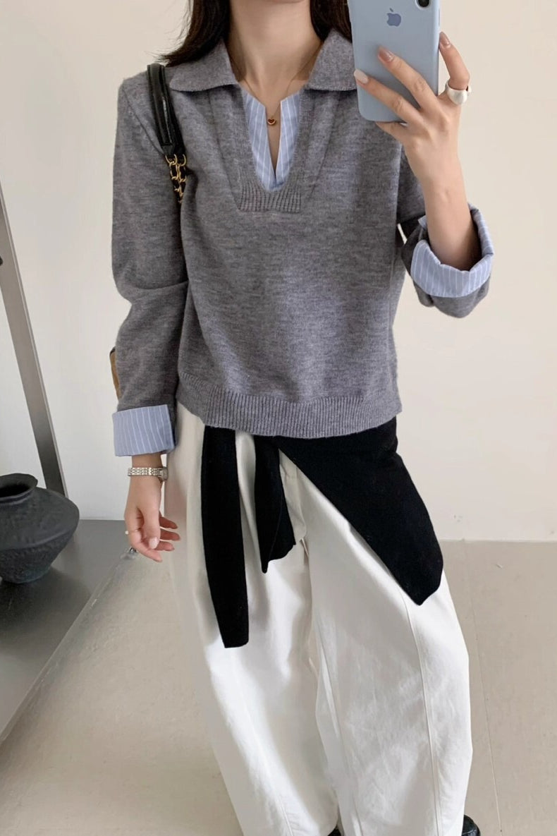 TwoinOne Wool Blend Knit Top