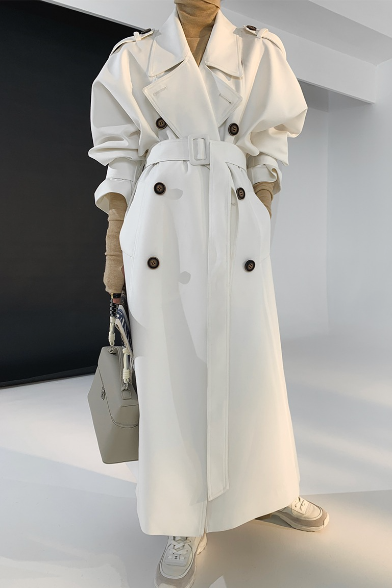 Korean British Double Breasted Elegant Mid Length Overcoat