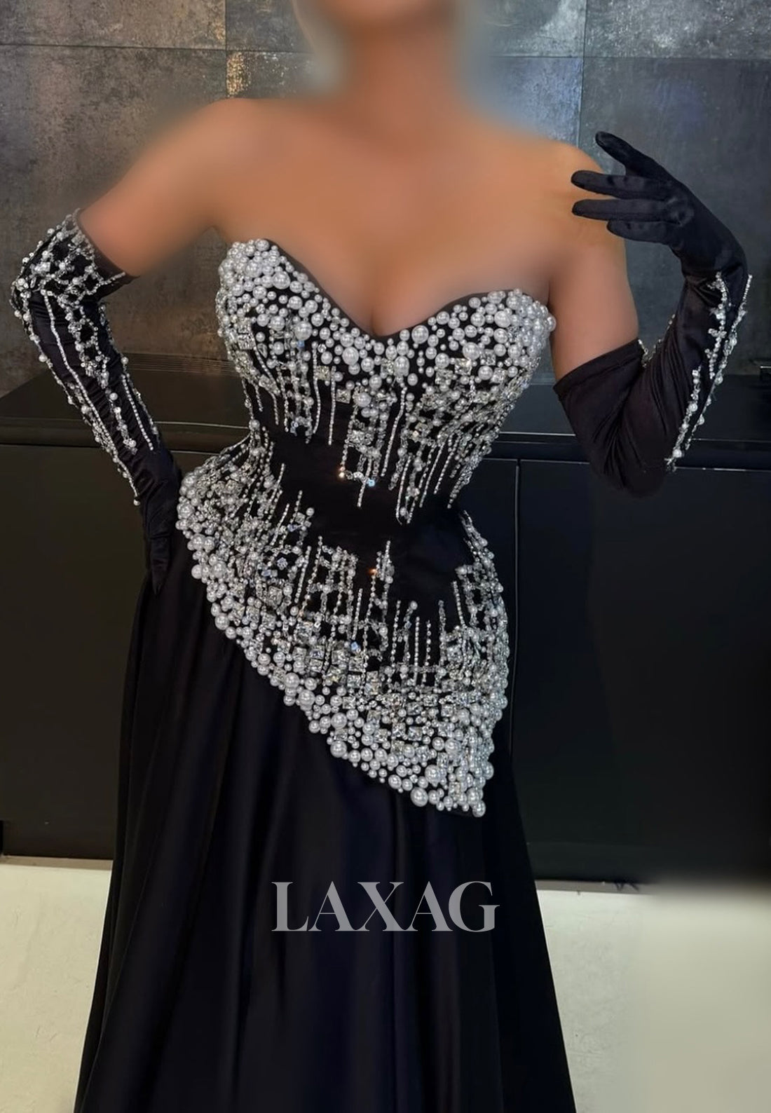 Sweetheart Off-Shoulder Pleated Satin Formal Gowns Beaded Floor-Length A-Line Evening Dress
