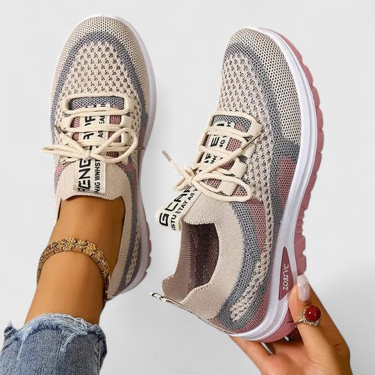 Mesh Knit Lace Up Chunky Sole Sneakers