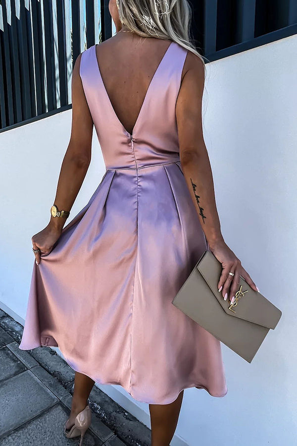 Hold You In My Memory Satin Midi Dress - View 8