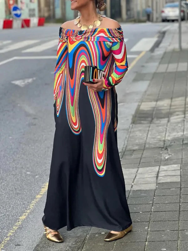 Katia Minimalist Dress with Color Print Designer Edit