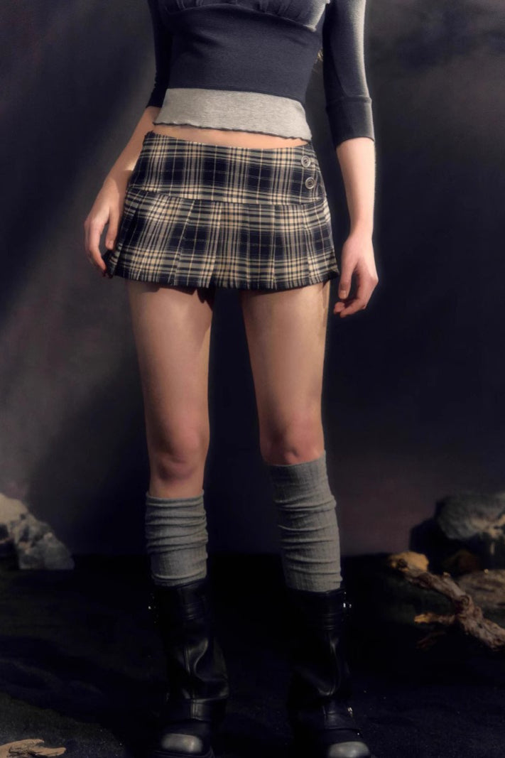 Plaid Low Waist A line Mini Skirt