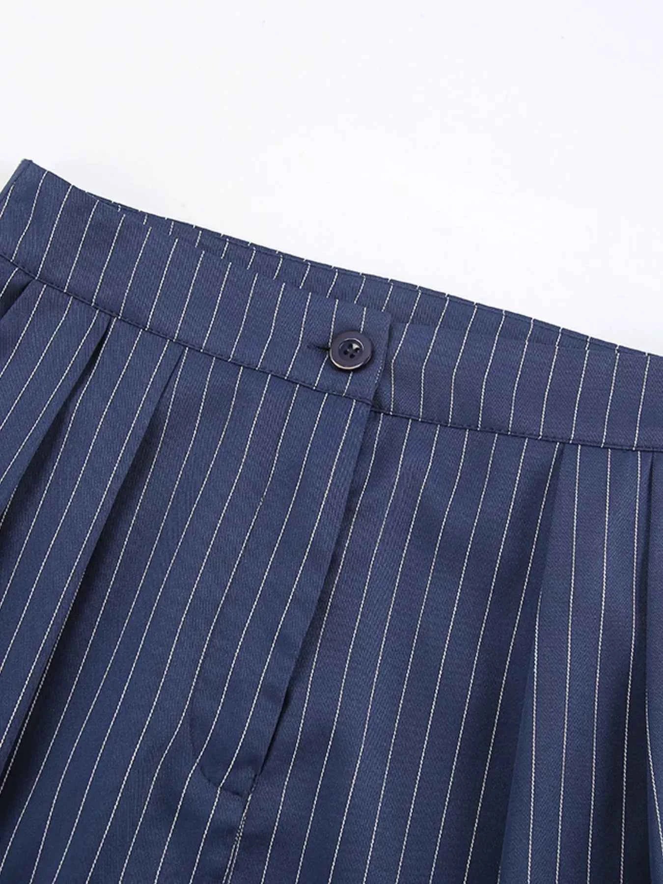 High-Waisted Pinstripe Wide-Leg Pants