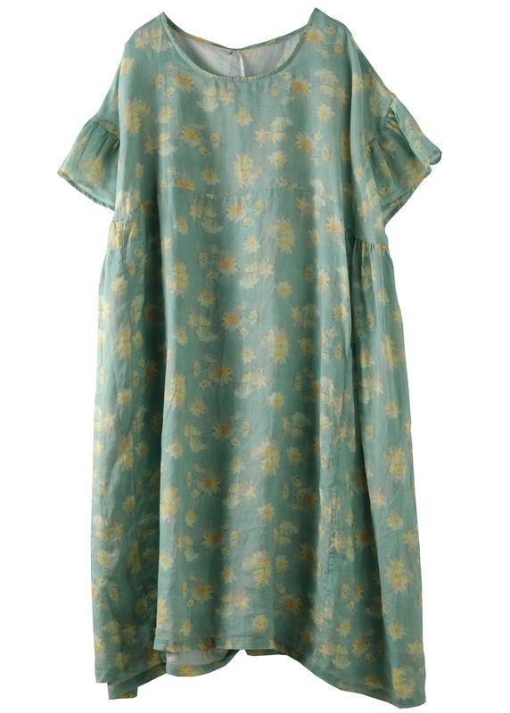 Floral Print Empire Waist Short Sleeve Loose Midi Dress