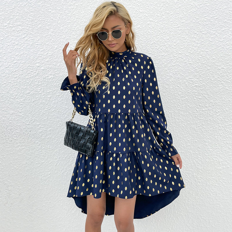 Ayza Metallic Detailed Babydoll Dress Navy