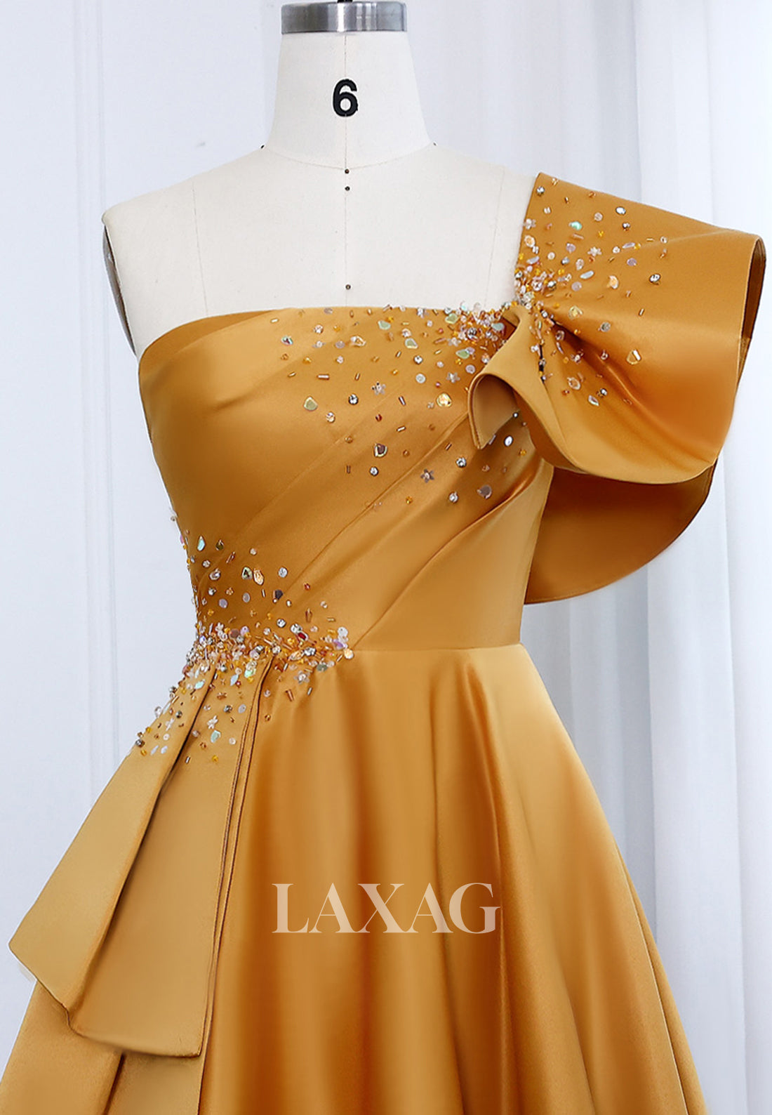 Tube Top Beaded Pleated Satin Formal Gowns Sleeveless Floor-Length A-Line Evening Dress