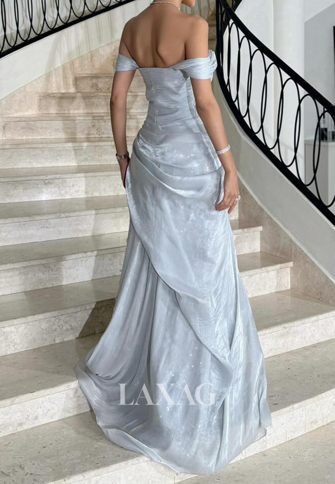 Sleeveless Tube Top Pleated Chiffon Formal Gowns Applique Sequined Mermaid Evening Dress