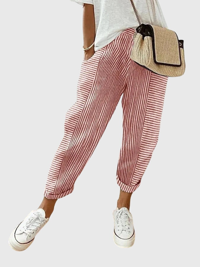 Striped High Waist Tapered Pants