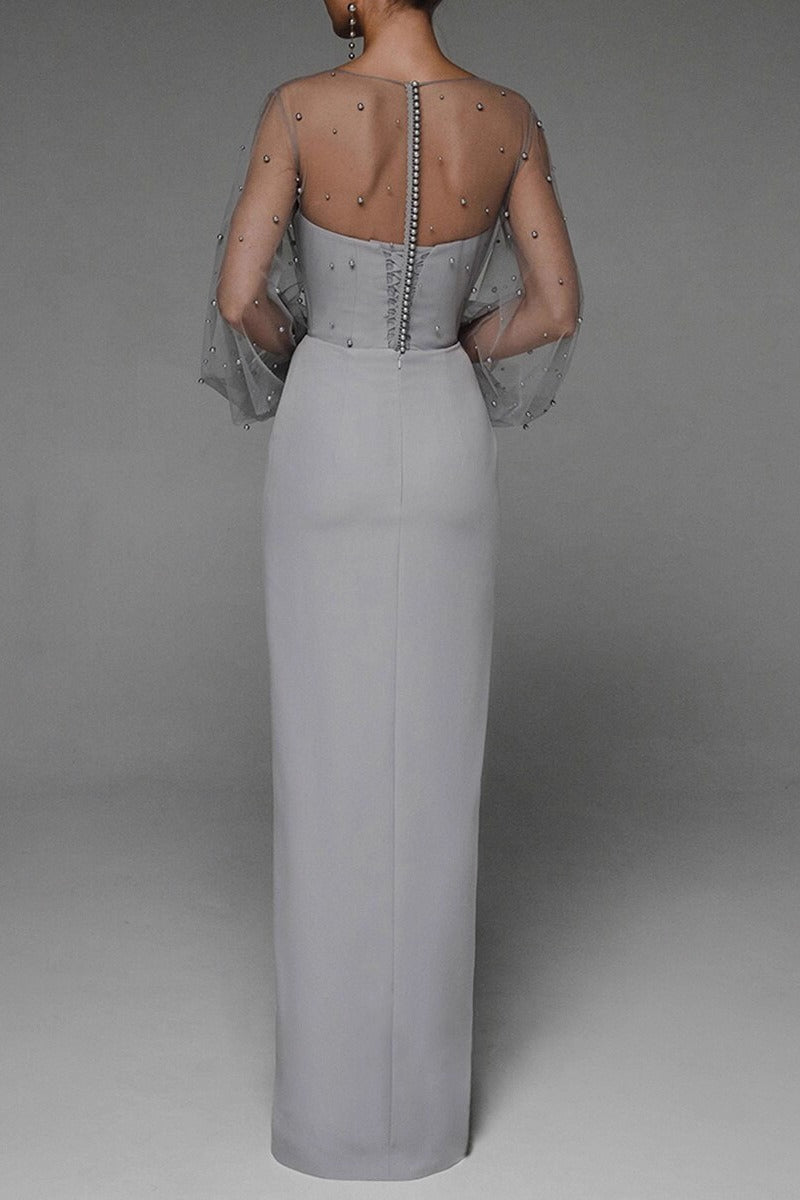 Retro Strapless Pearl Bodycon Wedding Dress