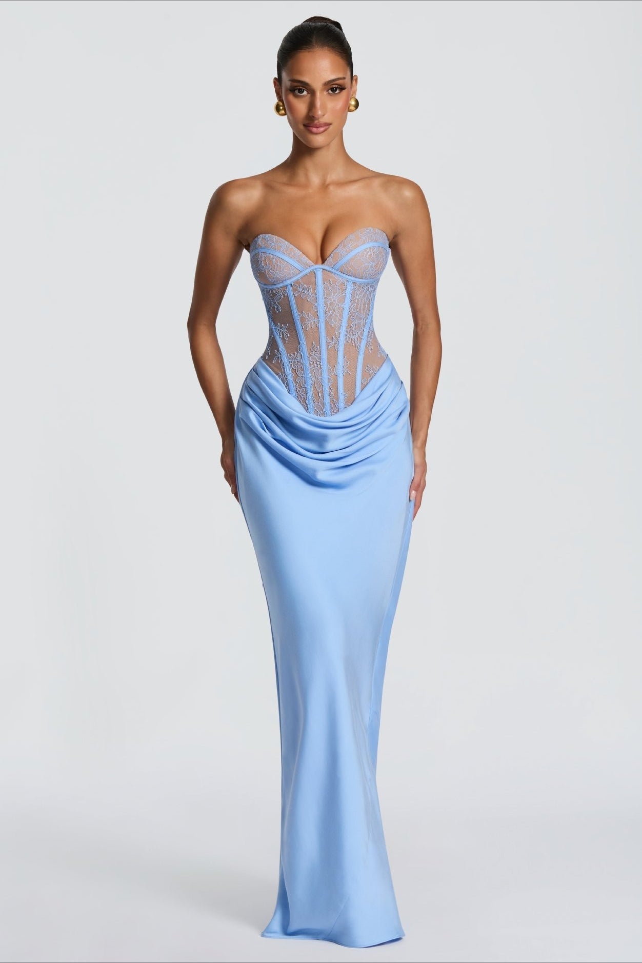 Strapless Lace Sleeveless Bodycon Maxi Lace Dress