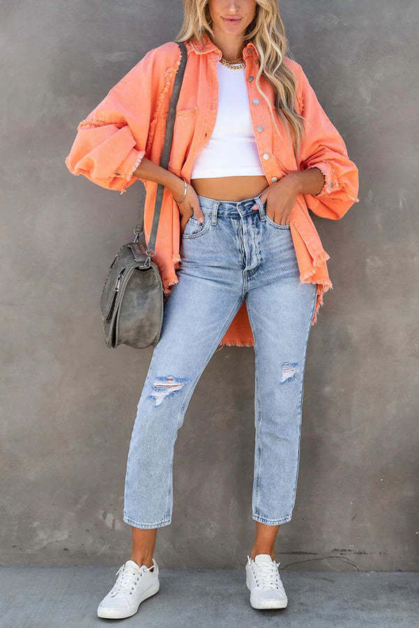 Bring It On Frayed Shirt Jacket