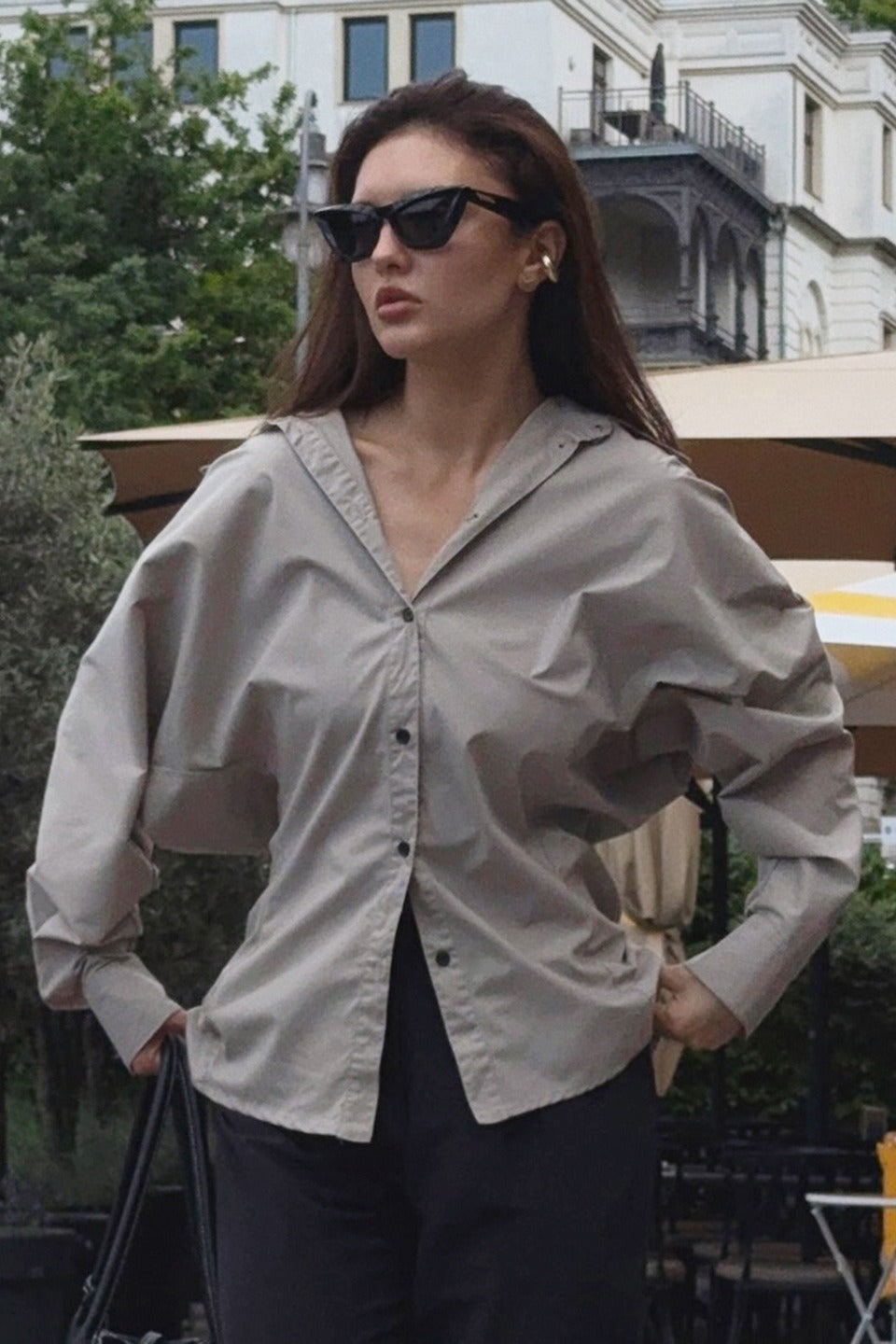 Chic Belted Button Down Blouse
