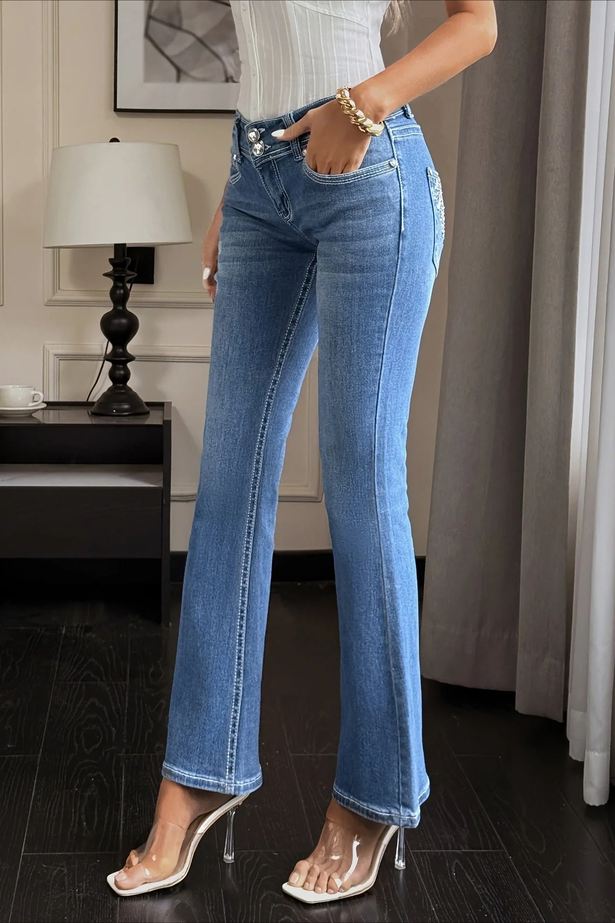 High Waist Skinny Flare Jeans