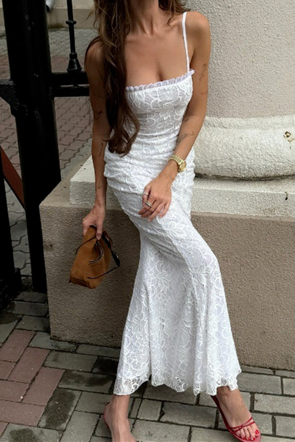 Elegant High Waist Bodycon Lace Dress - View 6
