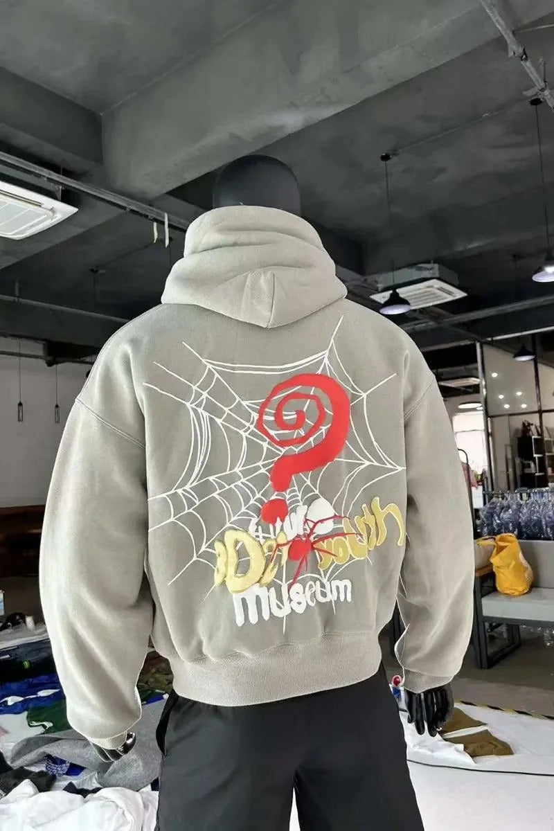 Spider Web Letter Print Hoodie
