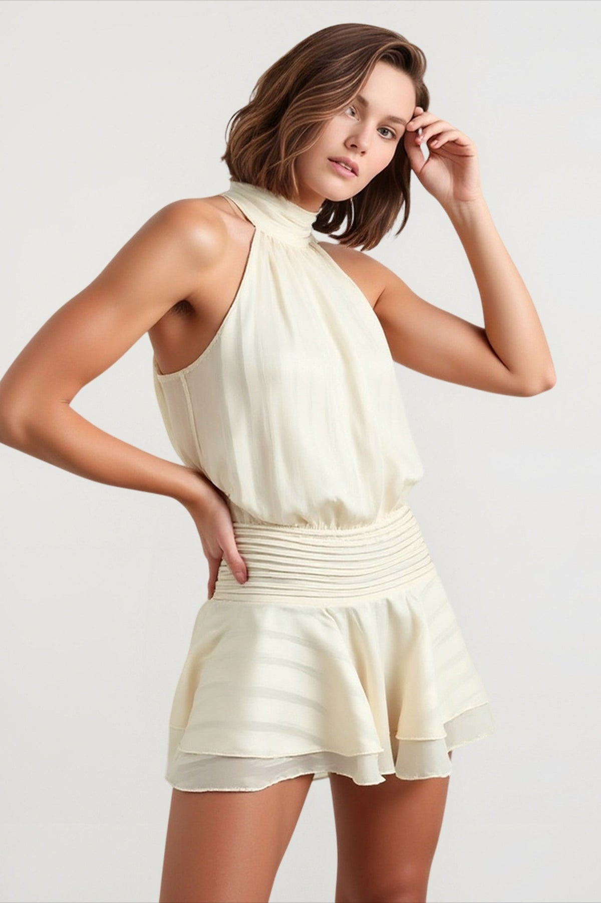 Satin V-Neck Spaghetti Strap Bias Cut Slip Maxi Dress 7