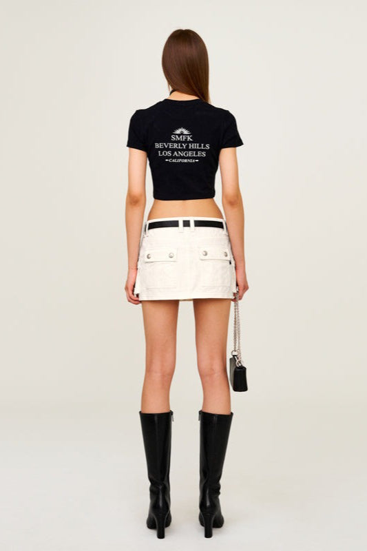 Cropped Fitted Crewneck T-Shirt