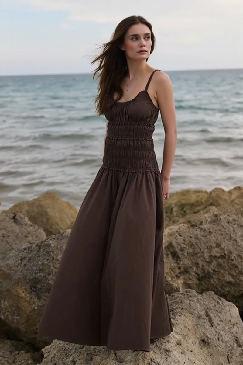 White Smocked Cotton Maxi Slip Dress