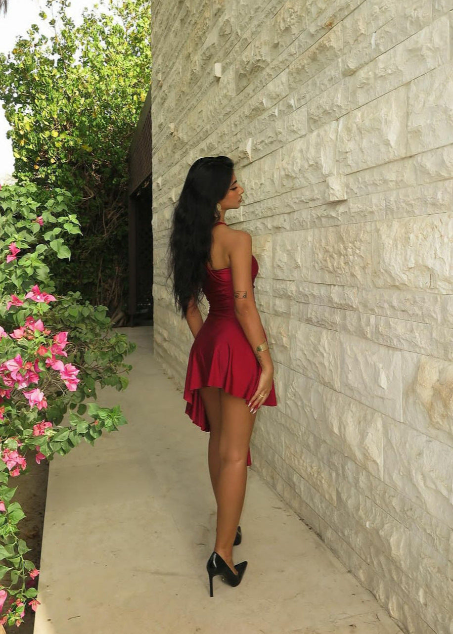 Satin Halter Neck Sleeveless Bodycon Mini Dress