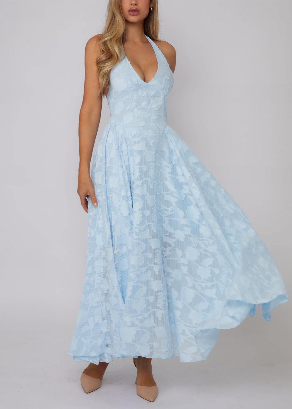 Lace V-Neck Sleeveless Bodycon Maxi Cocktail Dress - View 2