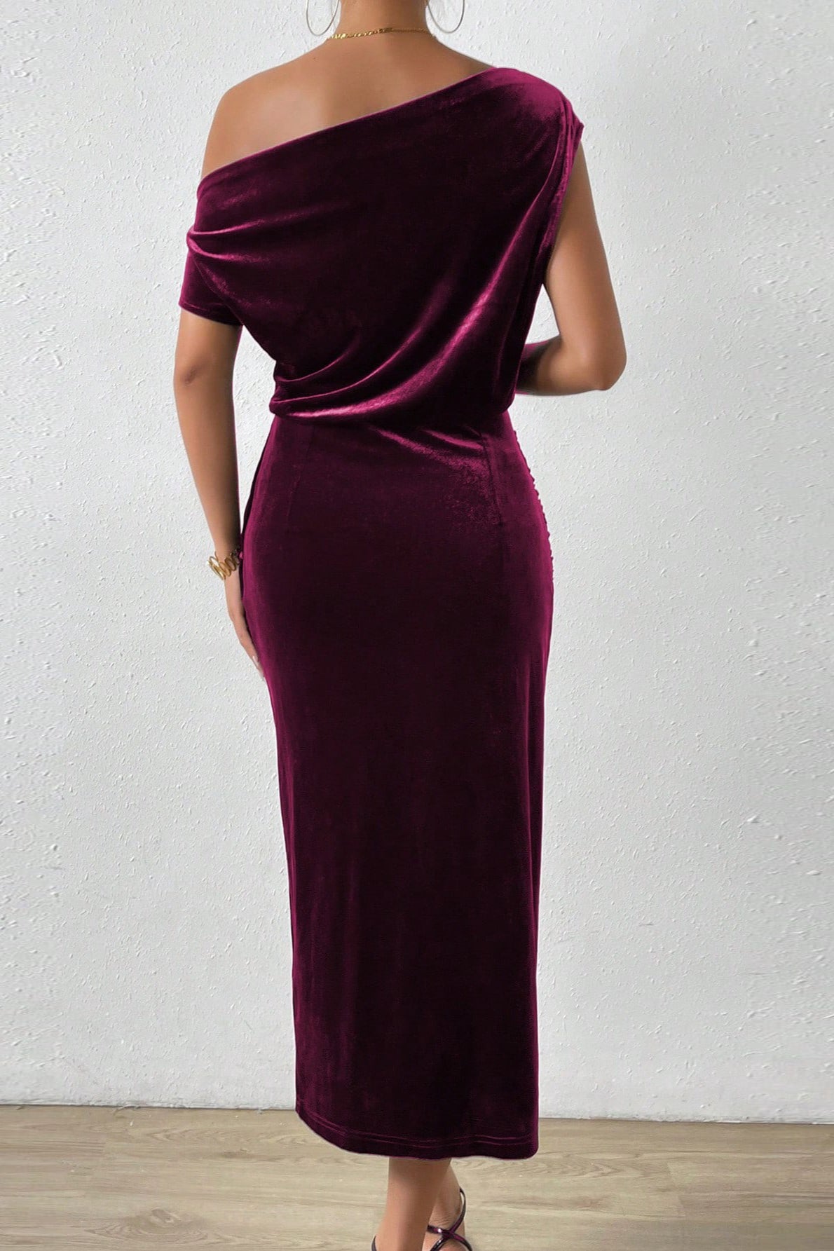 Tulle V-Neck Ruffle High Low Midi Dress