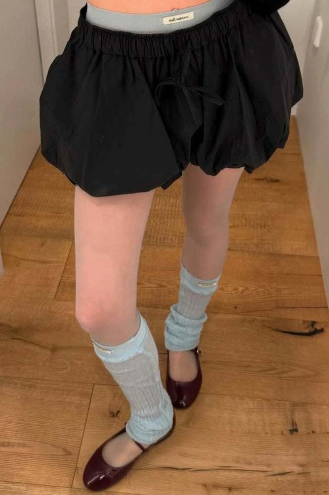 Bubble Hem Elastic Waist Shorts
