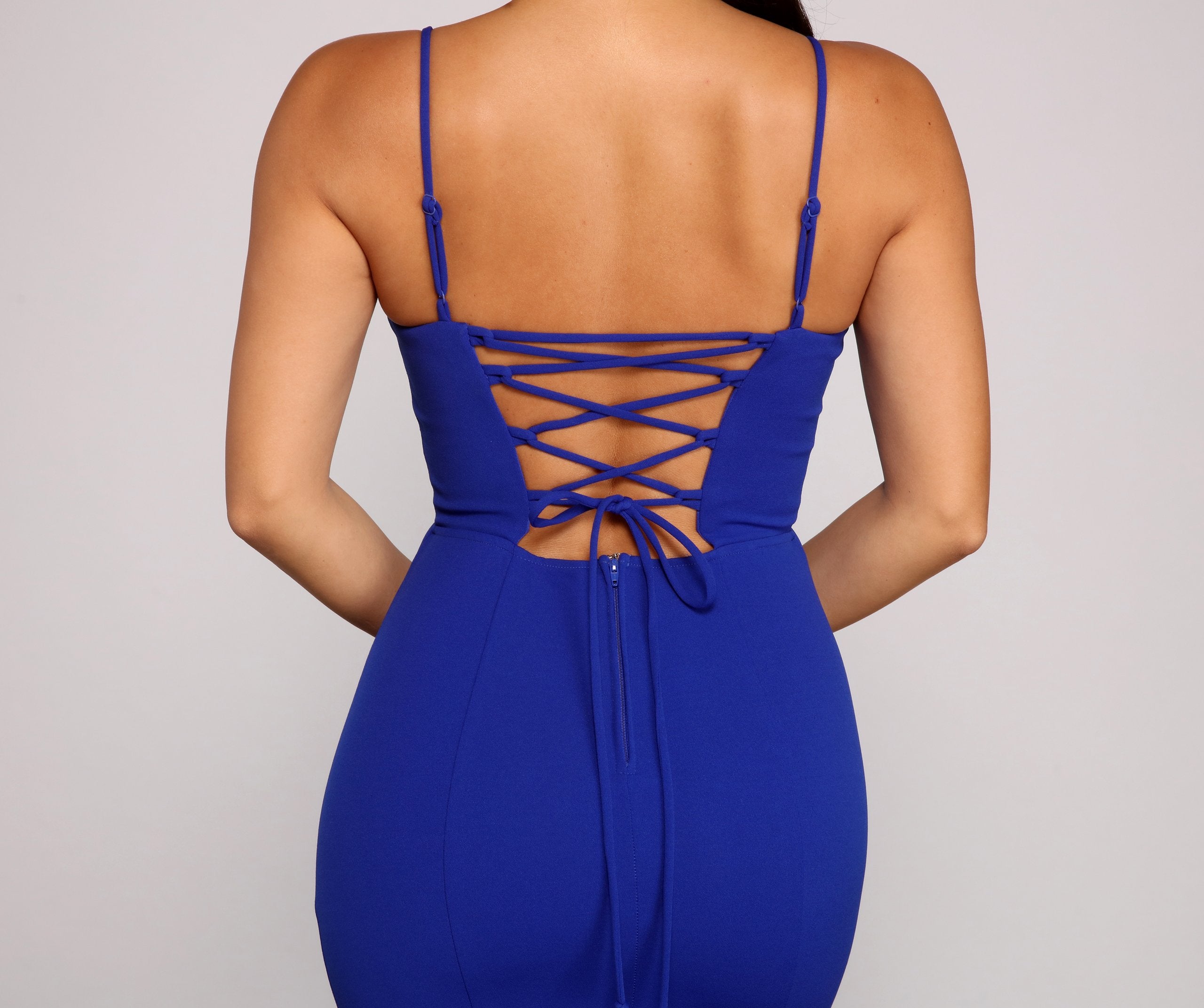 Leighton Formal Lace Up Crepe Dress