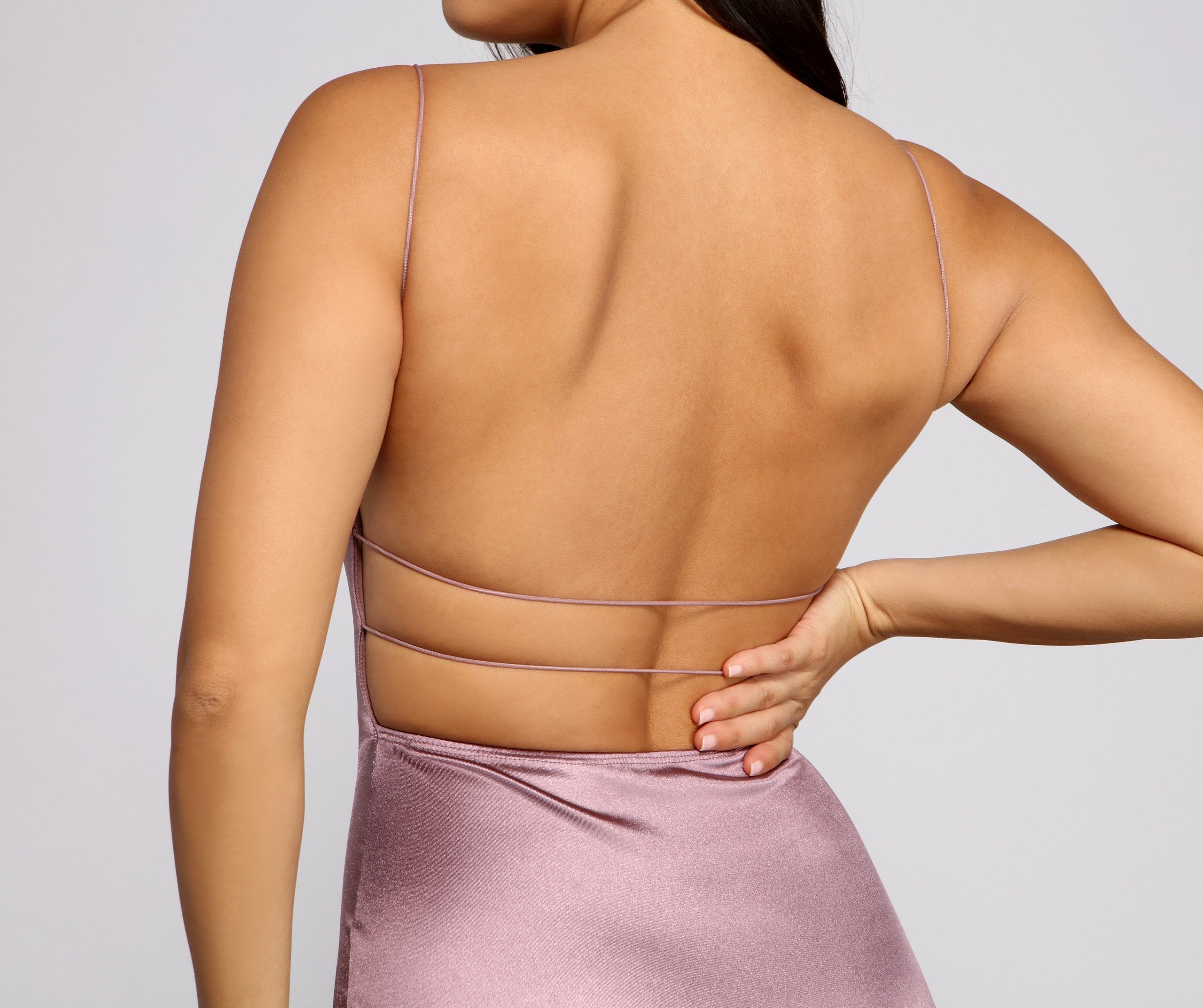 Satin Spaghetti Strap Backless Bodycon Mini Dress
