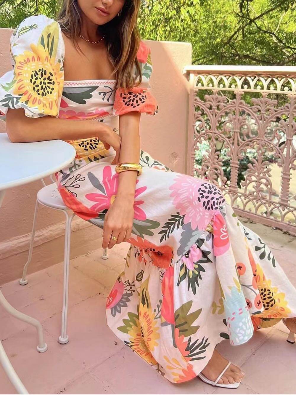 Celeste Effortless Floral Long Dress Evening Wear Edit