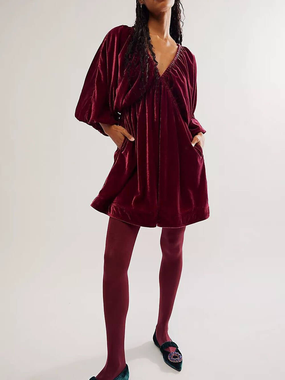 Portia Velvet Mini Dress - View 3
