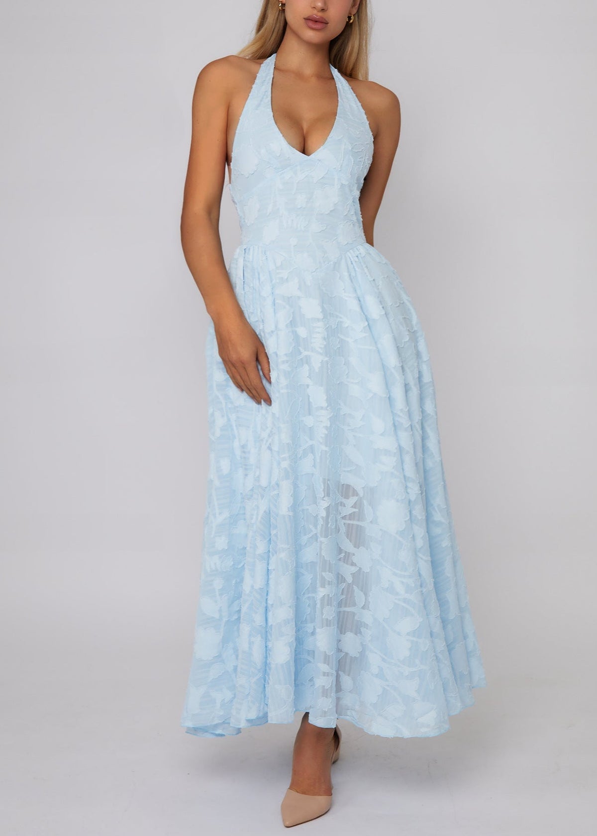 Lace V-Neck Sleeveless Bodycon Maxi Cocktail Dress - View 4