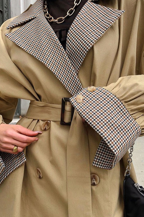 Double Breasted Patchwork Trench Coat