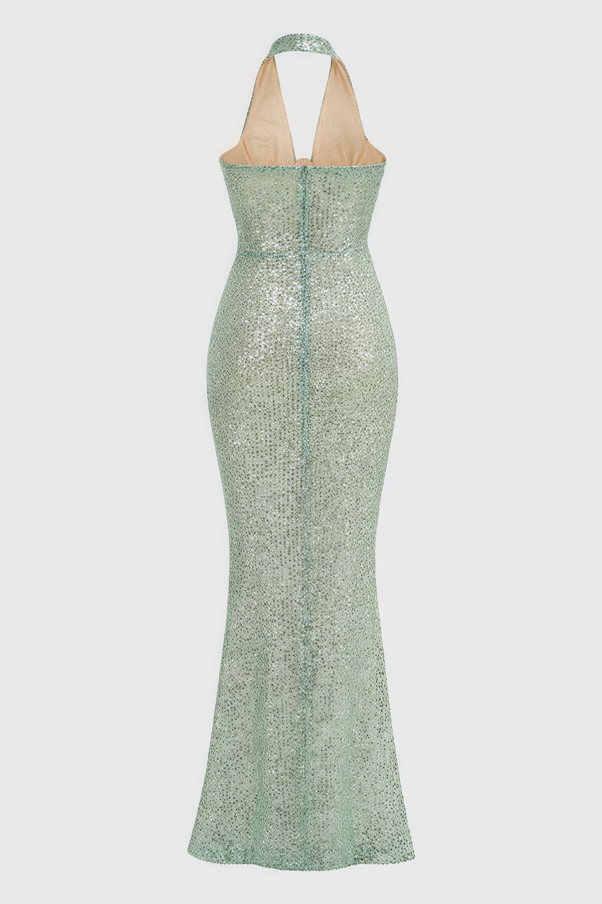 Elsinx Green Backless Sequin Maxi Dress - View 4
