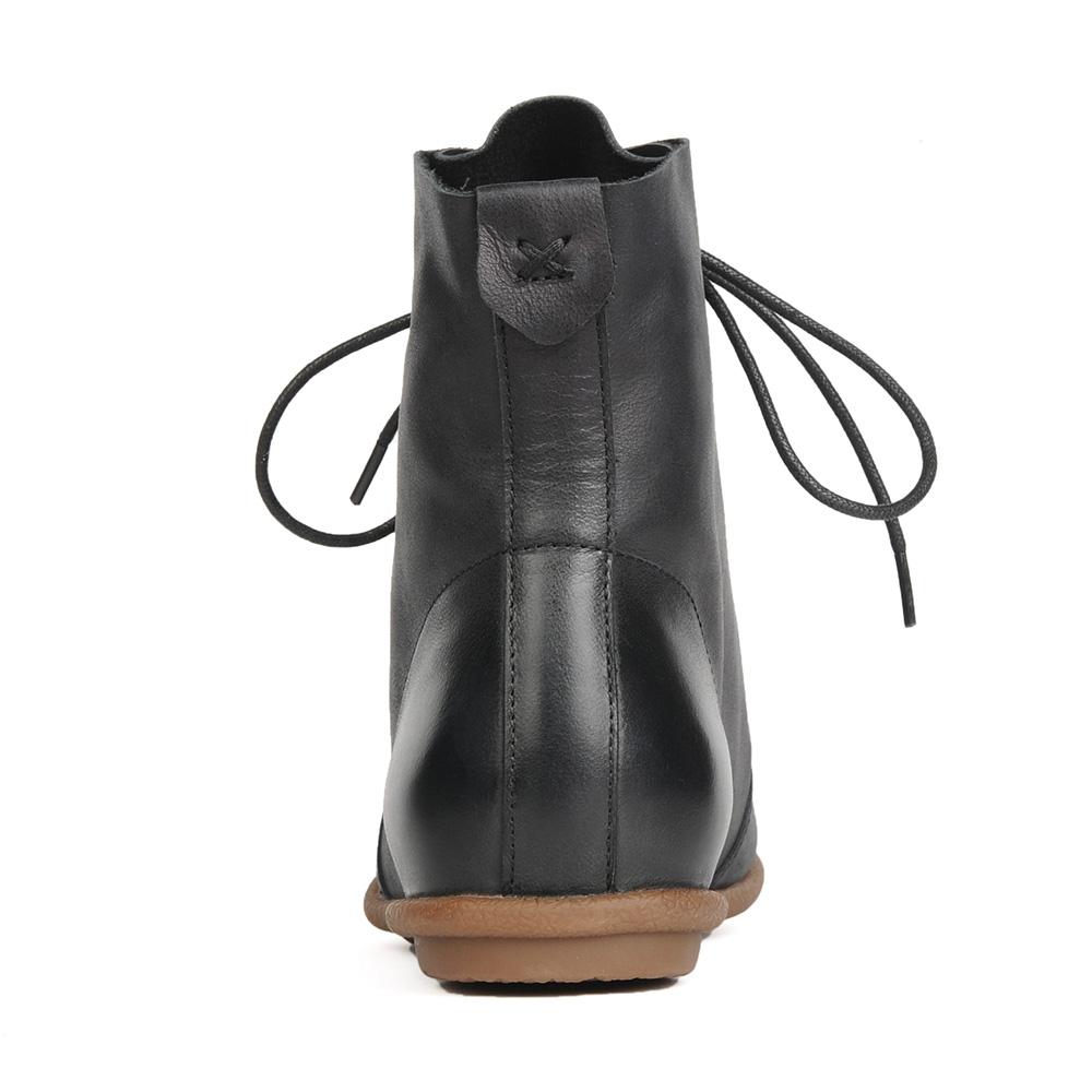 Oxfords For Women Lace Up Flat Sole Ankle Boots Handmade Waxing��Leather Boots Black/Brown