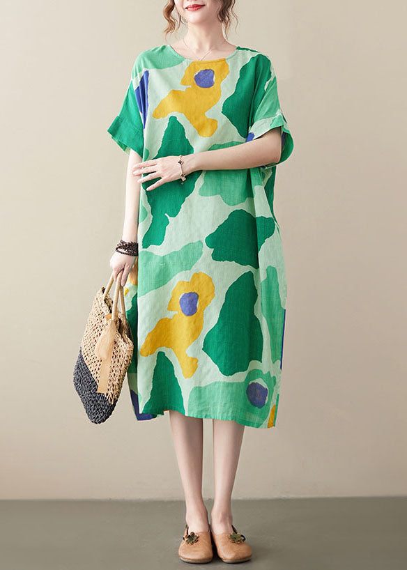 Abstract Print Oversized Short Sleeve Relaxed Shift Midi Dress
